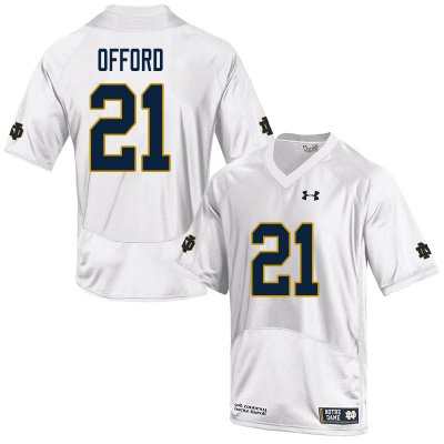Notre Dame Fighting Irish Men's Caleb Offord #21 White Under Armour Authentic Stitched College NCAA Football Jersey MSI3399SM